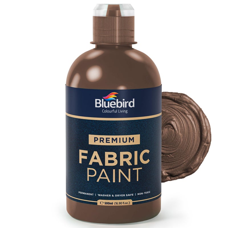 BLUEBIRD Fabric Paint, Vandyke Brown, 16.9 Fl Oz, Permanent Fabric Paints for Clothes, Furniture Upholstery - Image 1